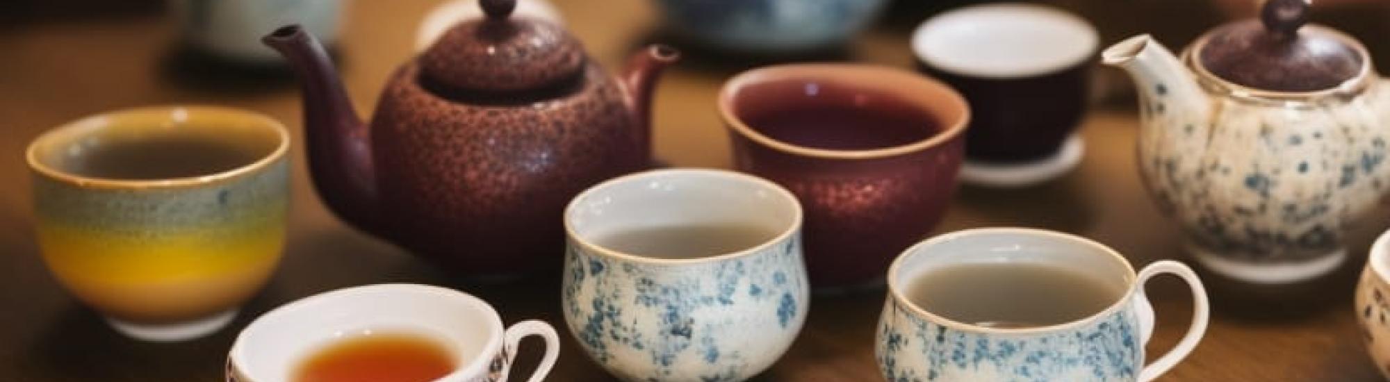 tea pots and cups AI gen